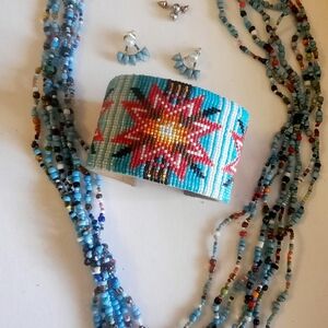 Colorful Beaded Bracelet and Earring Set